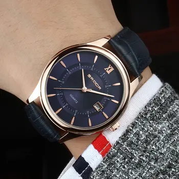 

Fashion Classic Quartz Watch With Calendar Function Water Resistant 3ATM Wrist Watch With Leather Band For Men