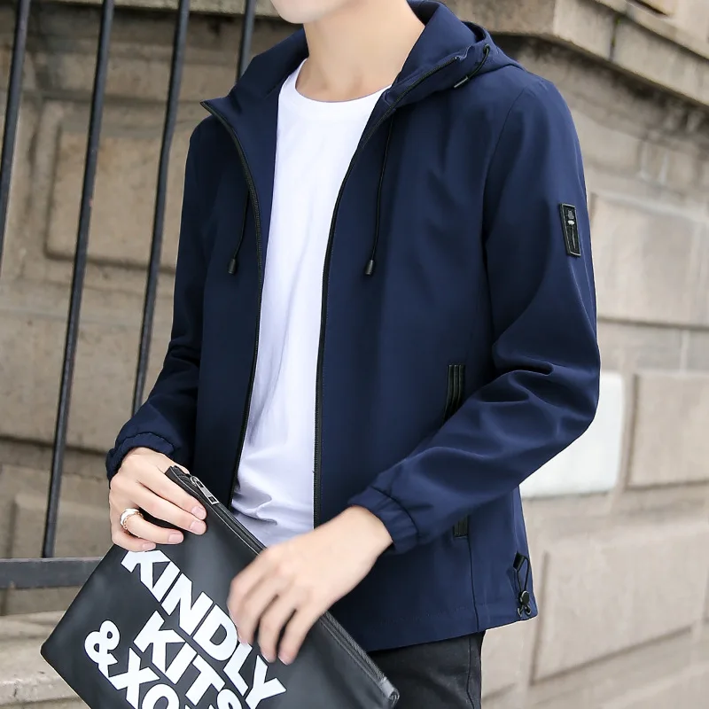 

Jacket Men's 2019 Autumn New Style Korean-style Trend Slim Fit Coat Men's Handsome Thin Teenager Hooded Men'S Wear