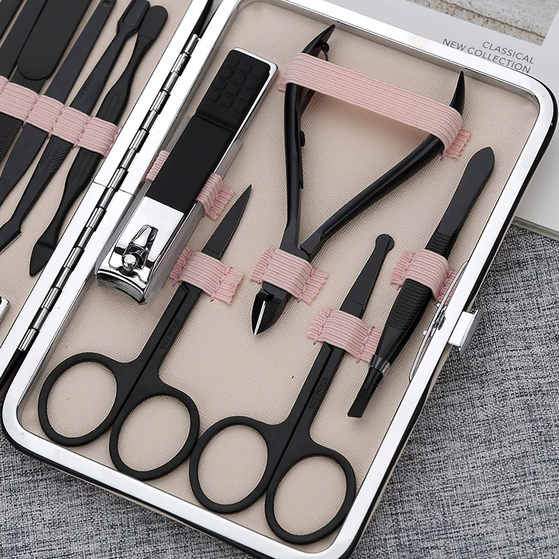 Conjunto de Manicure em Aço Profissional de Cortador de Unhas Ferramentas de Pedicure 18 em 1 Inoxidável Encravado Kit 2 Cheap Conjuntos e kits