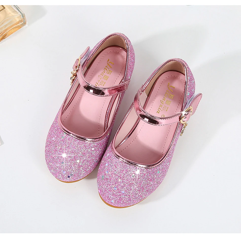 sapatos de alta sólida azul glitter crianças menina rapunzel acessórios