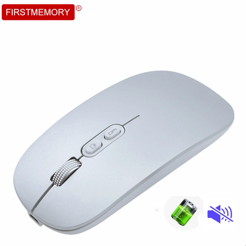 Беспроводная Бесшумная перезаряжаемая компьютерная мышь, ультратонкая оптическая 3D USB мышь, портативная Бесшумная мышь для ноутбука