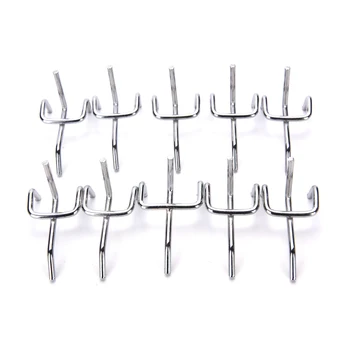 

10Pcs/lot 5cm Peg Board Hooks Board Wall Retail Display Shop Peg Slat Walling Home Hanger Chrome Metal Stainless Steel