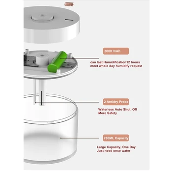 

780ml Wireless Air Humidifier Aroma Essential Diffuser Purifier Mist Maker A0NC