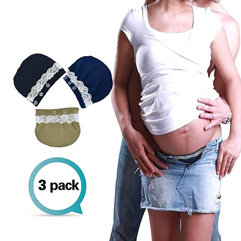 Maternity Pregnancy Waistband Belt Soft Adjustable Elastic Pants Lengthening Waist Extenders Button Mother Loose Pants Belt