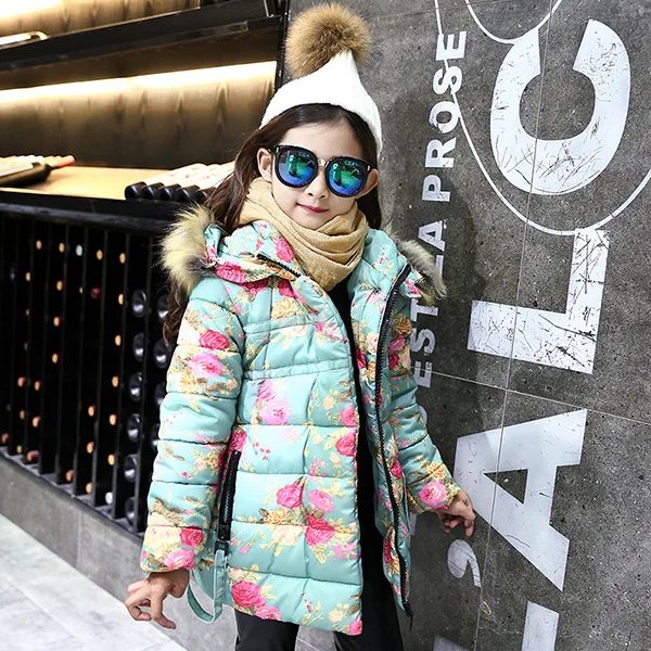 Girls Down Jackets Outdoor Warm Clothing Thick Coats Windproof Children's Winter Jackets Kids Cartoon 6 7 8 9 10 11 12 13 Years - Цвет: 1