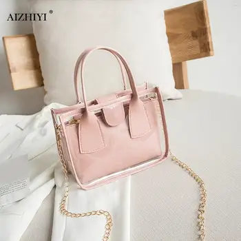 

Portable Shoulder Handbags Women Classic Texture Creative Delicate Design Chic Transparent PVC Clutch Jelly Tote Composite Set