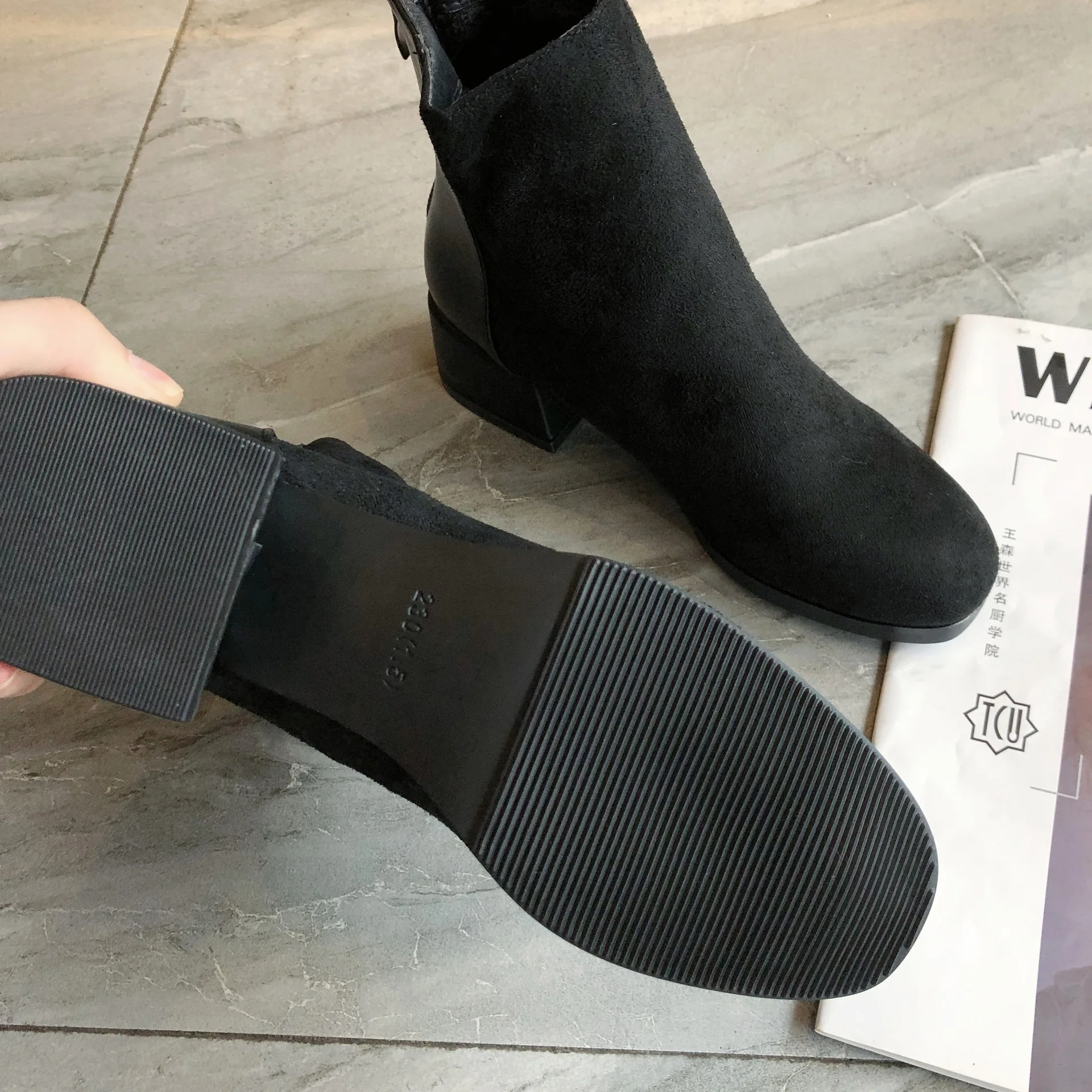 Women Zip Ankle Boots Hollow Out Female Retro Autumn Women's Casual Thick Low Heels Ladies Shoes Woman