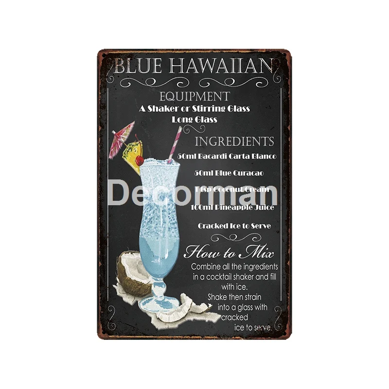 [DecorMan] бренди, виски, чай со льдом, Коктейльная VODCA RUM PROSECCO, холодное пиво, на заказ, роспись, бар, настенная доска, декор LT-2033 - Цвет: GLA-7430
