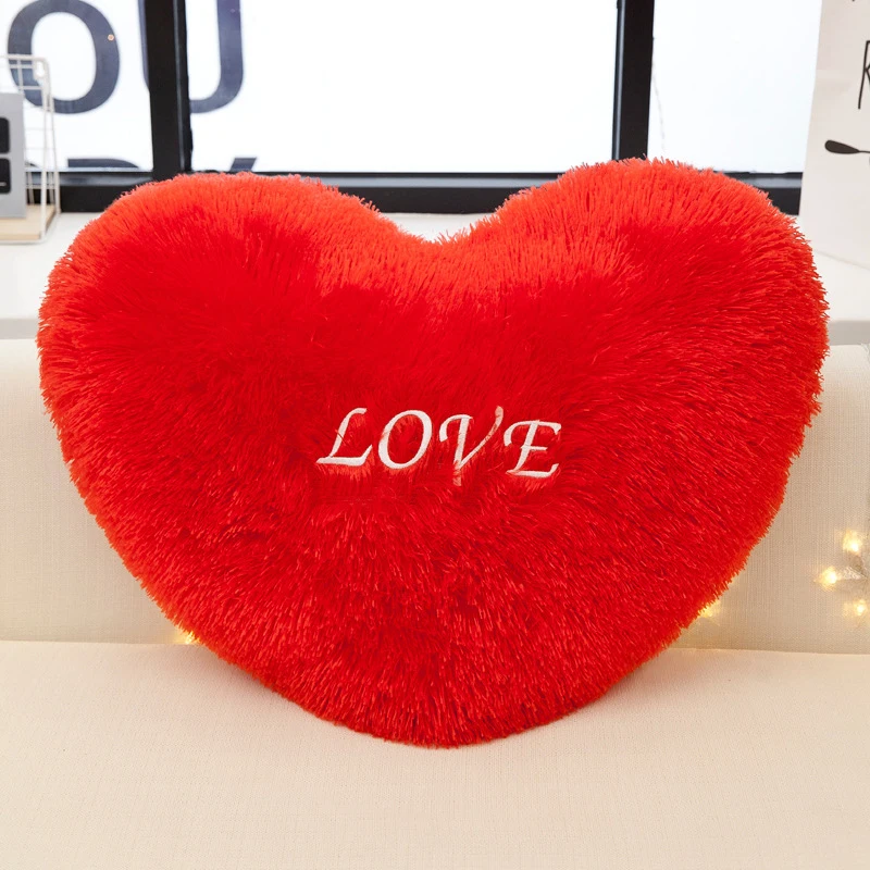 37*51 CM Bright Red Heart-Shaped Cushion Love Plush Pillow Plush Toy Sofa Cushion Room Decoration Boy Girl Birthday Gift
