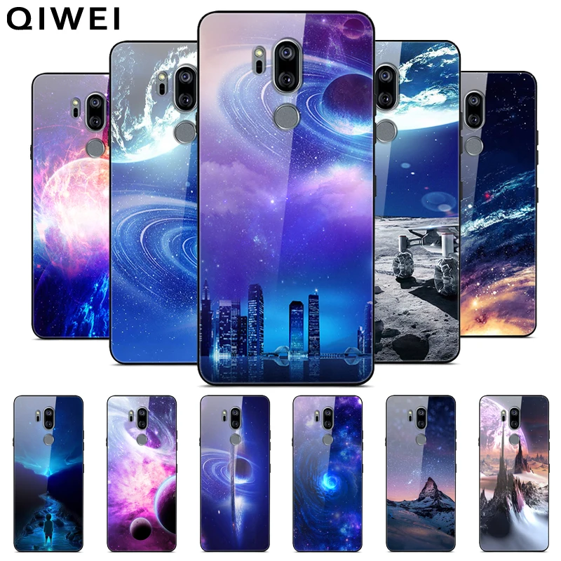 

For LG G7 ThinQ Case NEW Fashion Tempered Glass Hard Back Cover For LG G7 ThinQ Case G7thinq Phone Cases Soft Bumper Coque 6.1''