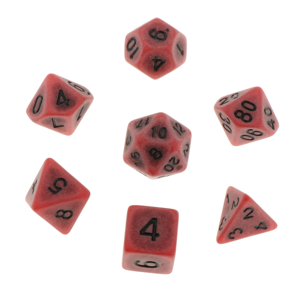 Pack of 7 Polyhedral Dices Table Board Games Party KTV for Dungeon and Dragons Polyhedral Dice Games DND Dice Set Kids Math Toys