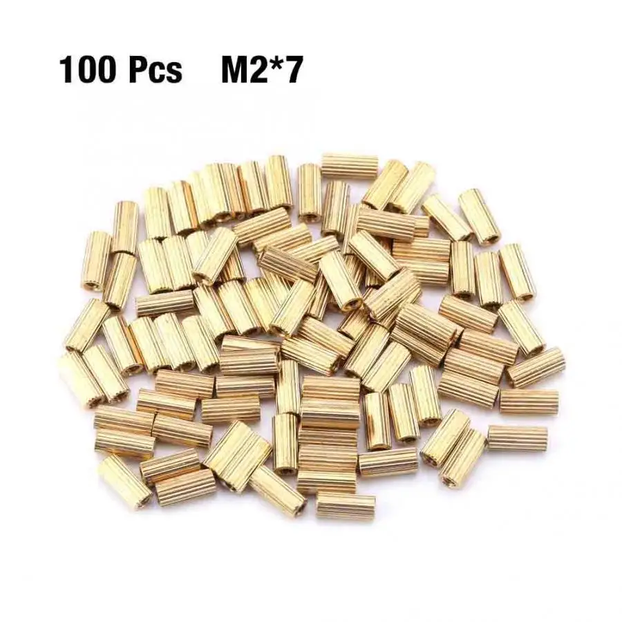 100 шт M2x6/M2x7/M2x8 латунный женский набор для настольного компьютера - Цвет: M2x7