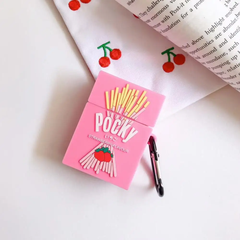 3D Клубника Glico Pocky печенье беспроводная Bluetooth гарнитура силиконовый чехол для Airpods 1 2 Airpod Pro3 защитный чехол для наушников