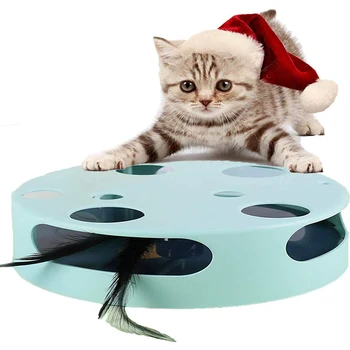 

Electronic Cat Toys Interactive Quality Safe Low Noise Rotating Feather Kitten Toys Game Box Stimulate Hunting Instincts Toy