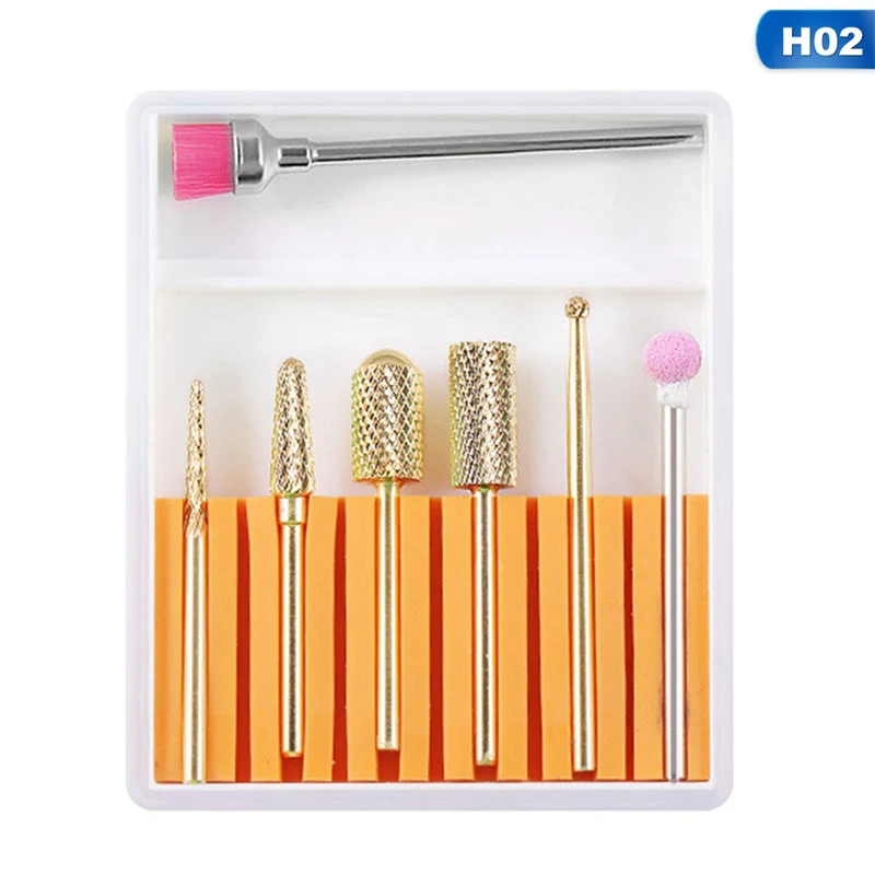 02 6pcs Ceramic Diamond Nail Drill Set Milling Cutter For Manicure Rotary Burr Clean Bits Electric Machine Art Accessory - Цвет: 02