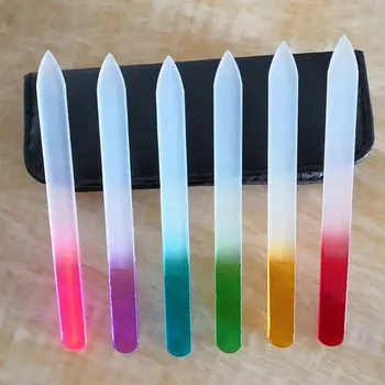 

6pcs A New Style Piece of Durable Nail File Crystal Glass Buffer Nail Art Manicure Device with Storage Bag