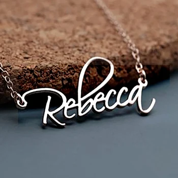 

Vintage Personalized Custom Name Necklace Bohemian Copper Mirror Surface Gold Choker Letter Necklace Pendant Nameplate Gift