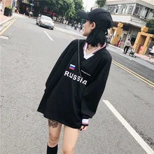 Супер огонь флаг печати v-образным вырезом женское шифоновое свободное лоскутное платье с длинным рукавом было тонкое Джерси пара с длинными рукавами футболка XLS037