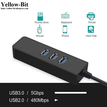 

3 Port USB 3.0 Hub with Ethernet (USB Hub with Ethernet, Gigabit Ethernet USB Hub ) Supporting 10/100/1000 Mbps Ethernet Network