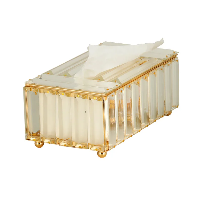 C tissue box Европейский стиль Хрустальная салфетница Органайзер кисточек для макияжа гостиная тканевая коробка для хранения жемчужные ювелирные изделия Круглый лоток - Цвет: C tissue box
