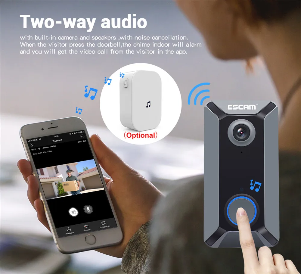 ESCAM V6 беспроводной wifi-звонок бесплатно облако хранения видео телефон двери