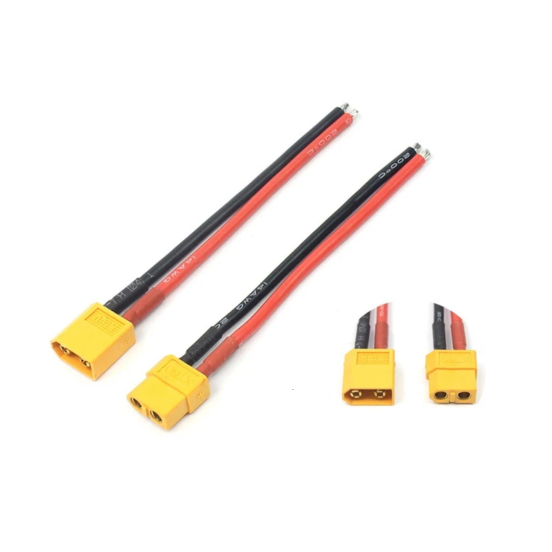 

(10cm / 100mm) 1 Pair XT60 Battery Male Female Connector with 14 AWG Silicone Cable for 7.4V 11.1V 14.8V 22 Battery
