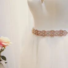 SLBRIDAL розовое золото жемчуг свадебный пояс атласные Стразы вечернее платье для выпускного вечера пояс Свадебная лента пояс женские свадебные аксессуары