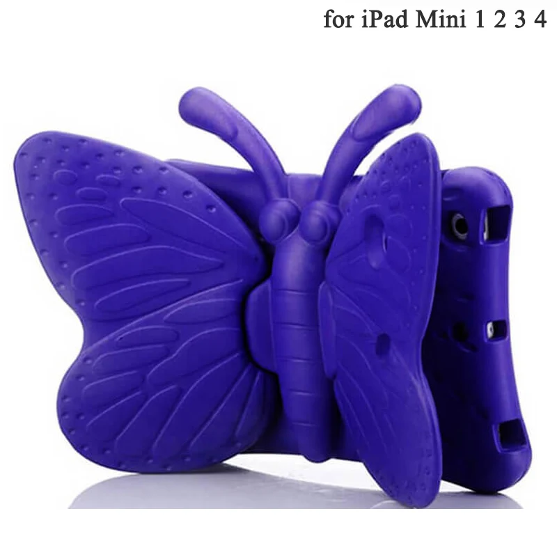 EVA противоударный чехол для IPad mini 1 2 3 4 мультфильм 3D Бабочка Стенд настольный Чехол для iPad mini 4 Дети Безопасные Чехлы funda mini 2 - Цвет: mini 1234 purple
