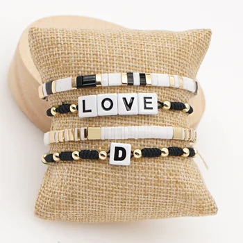 

Shinus Handmade Braided Bead Bracelets Miyuki Tila Beads Letter Beaded Colorfast Chain Bracelet Adjustable Jewelry For Women
