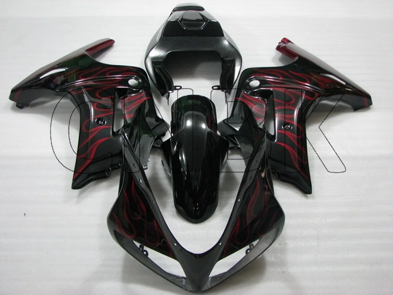 Для SV650 2005 Обтекатели SV1000 2006 Черный Красный Пламя кузов SV1000 2003-2013 обвес