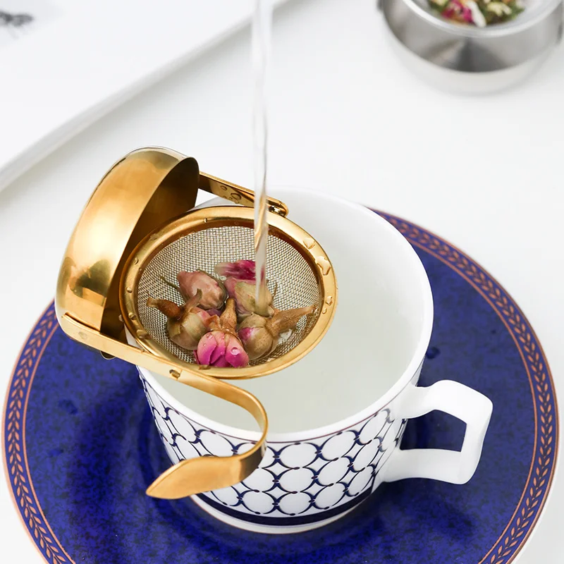 Gold Mesh Tea Infuser Reusable Tea Strainer Metal Cup Strainer Teapot Stainless Steel Loose Leaf Spice Filter Drinkware Tool