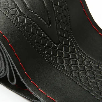 

38cm Steering Wheel Cover Four Seasons Universal Red Black Genuine Leather Durable in Use Leather Braid Car Accessories