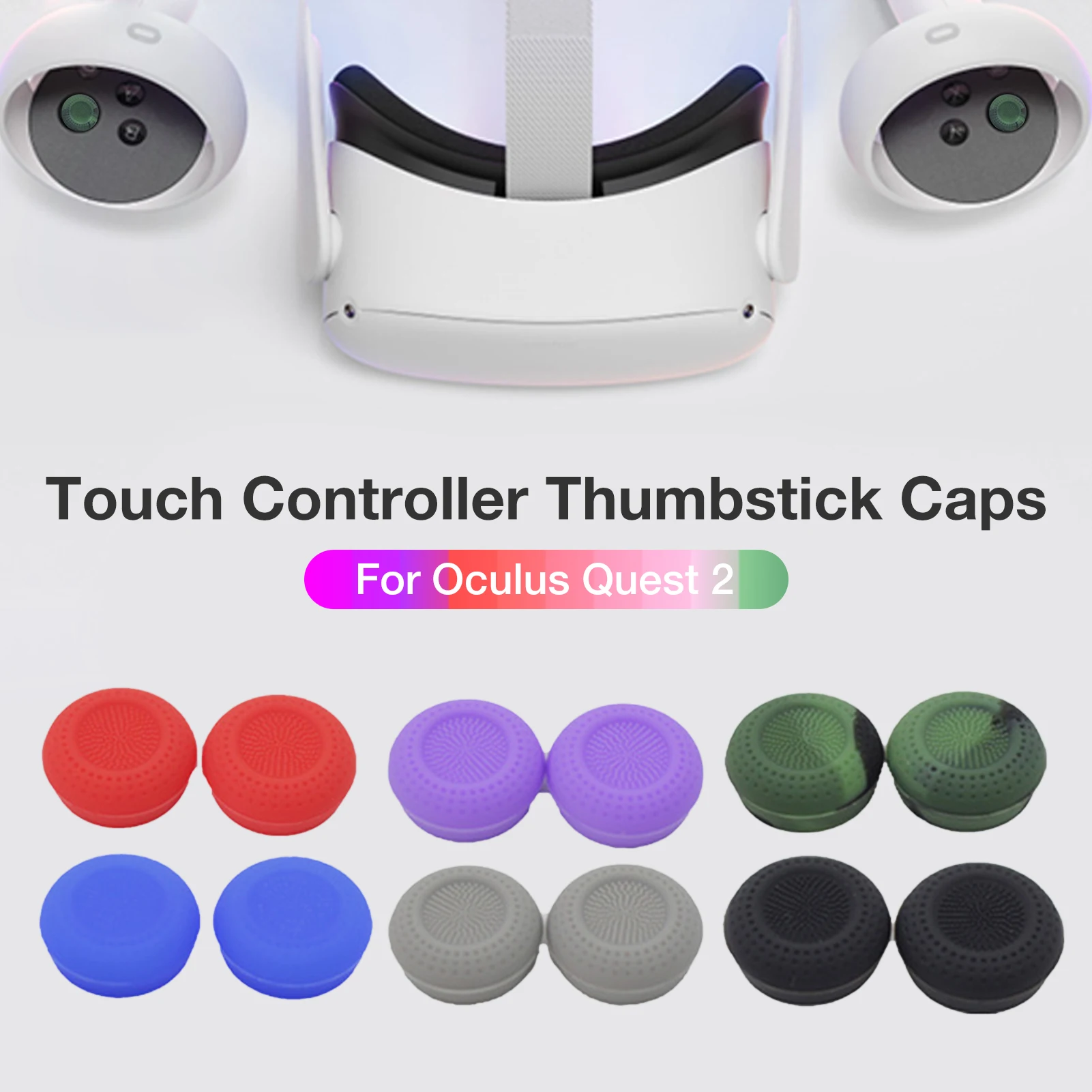 12 Pcs Touch Controller Silicone Toggle Caps For Oculus Quest 2 VR Headphone Button Controller Non-slip Protective Case