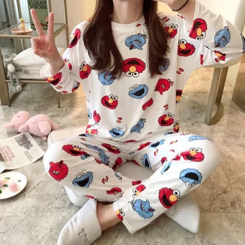 

New Listing Hot Sale Autumn Pyjamas Women Carton Cute Pijama Pattern Pajamas Set Thin Pijama Mujer Sleepwear Pajama Wholesale