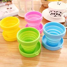 1 шт портативная силиконовая Выдвижная складная чашка с крышкой, открытая телескопическая Складная Питьевая чашка для путешествий, кемпинга, чашка для воды