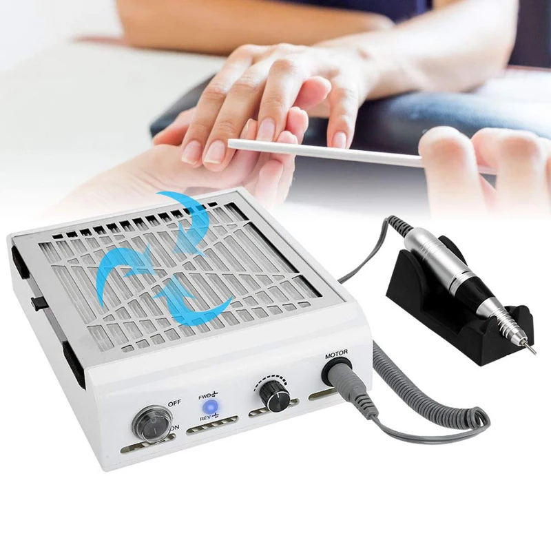 

Nail Dust Collector Strong Power Desktop Suction Vacuum Cleaner Manicure Tools(white) 2 in 1 30000 RPM Nail Polish Remover 1SET