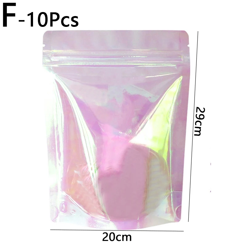 10 шт мини мешки Ziplock пластиковые розовый лазер сумка для хранения ...