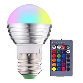 

3W Led Remote Control RGB Colour Changing Light Bulb Remote Control for Party