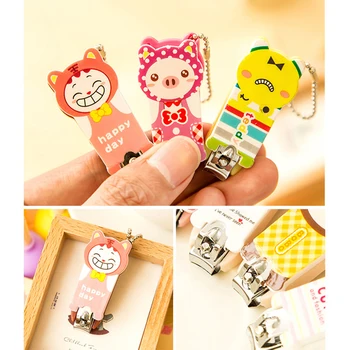 

Cartoon Animal Print Nail Clipper Baby Cute Finger Trimmer Scissors Nail Cutter With Keychain Random Colors