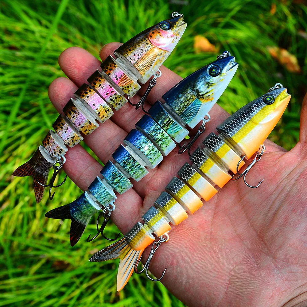 

2020 New Bait Sea Fishing Lure 135mm/19G Bionic Fake Bait 8 Sections Jointed Swimbait Trout Bass Bait 6# Hook Fishing Tackle