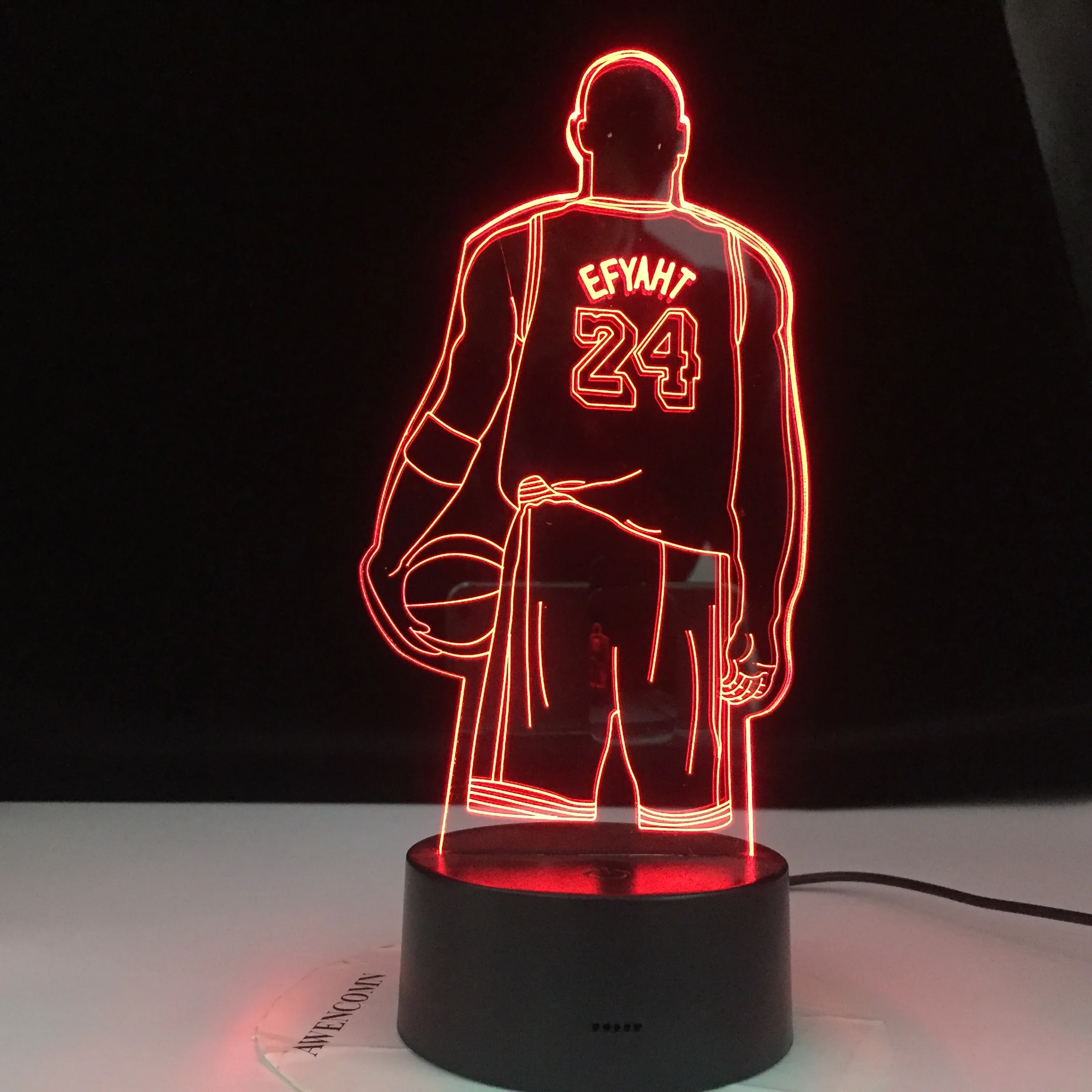3D лампа в виде баскетбольной звезды № 24 Брайант знаменитый Sportor на батарейках
