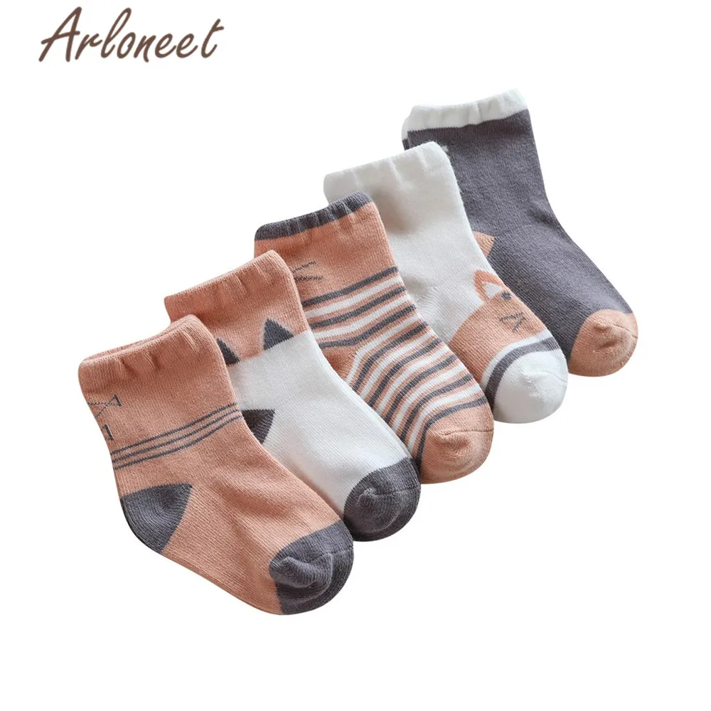 ARLONEET/Носки для новорожденных нескользящие носки для девочек и мальчиков, 5 шт. в комплекте, Детские хлопковые носки для девочек, осенне-зимние носки для мальчиков, кроссовки