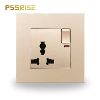 

A08 Universal Three-hole with switch Socket Tempered Glass panel Wall Outlet Grounded household power socket home improvement