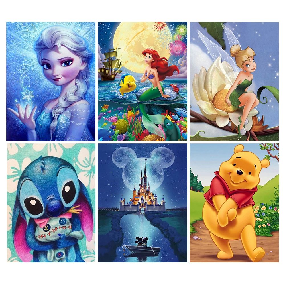 Tanie Disney zestaw do malowania diamentami Cartoon księżniczka 5D DIY mozaika