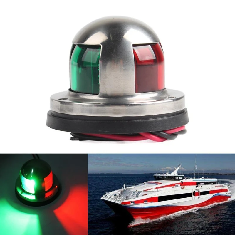 Для лодка яхта 12V Водонепроницаемый светодиодный навигационные огни Нержавеющая сталь красный зеленый парусных сигнальная лампа