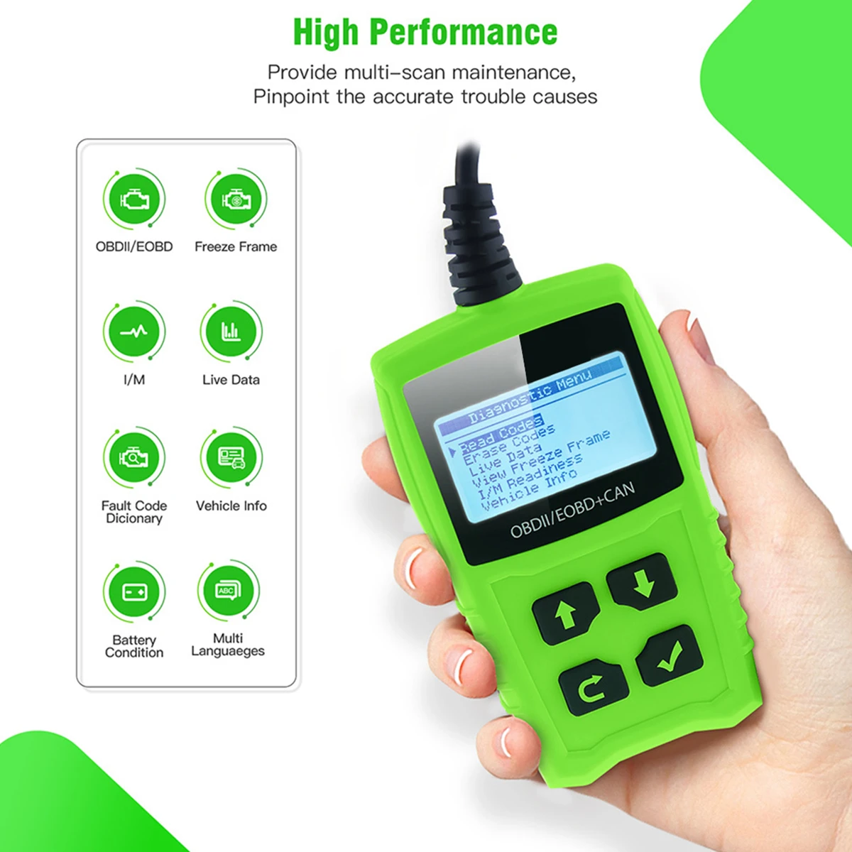 Для JD101 OBDII EOBD 2,4 дюймов ЖК-дисплей диагностическое устройство OBD код сканер автомобиля код ошибки считыватель работает на всех автомобилях