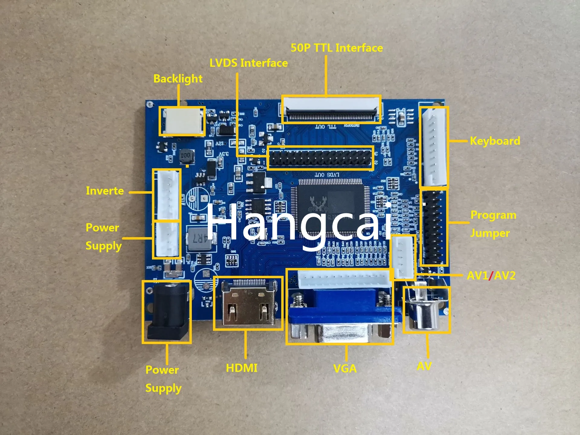 Módulo de Monitoramento de Placa Lvds Ttl Hdmi Vga 2av 60pin Ttl Controlador Módulo de Monitoramento é Adequado para Lcd Hsd080idw1 Painéis e LCDs p/ tablet - Imagem 2