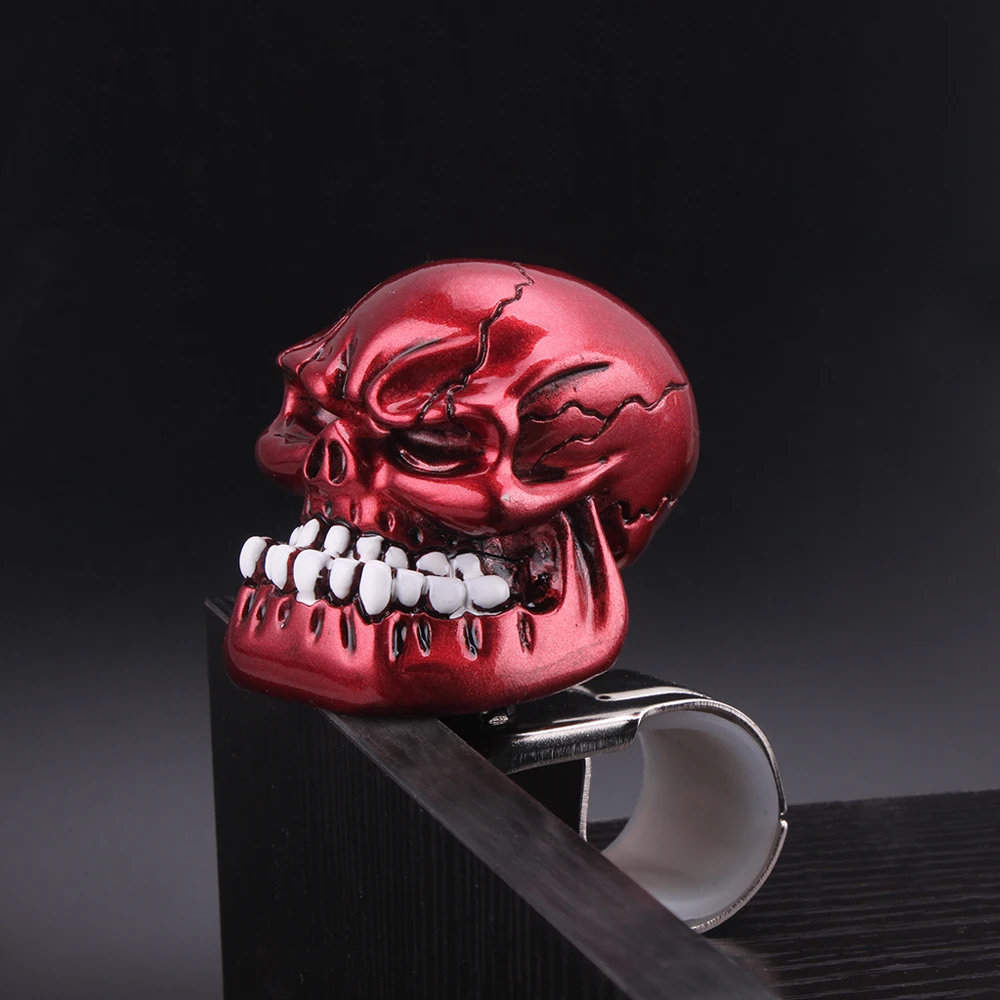 

New Skull Head Car Knob Flexible Easy Install Spinner Rotation Anti-slip Steering Wheel Booster Tool Handle Grip RS-STW016-TP