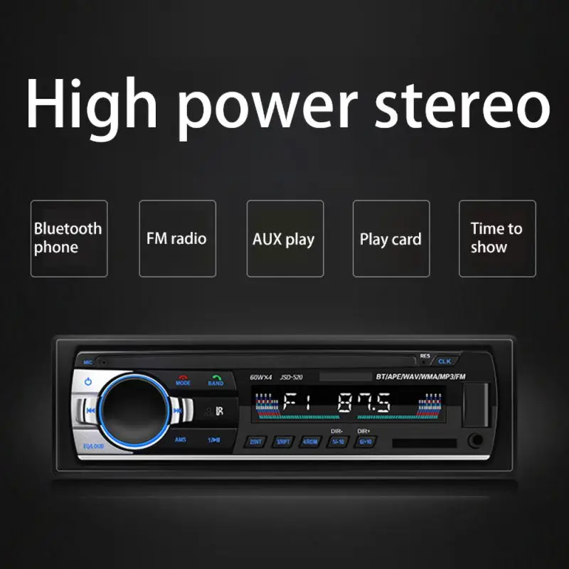 Автомагнитола 1 Din 12V автомобильный стерео Bluetooth MP3 музыкальный плеер USB Aux вход TF карта Авторадио с пультом дистанционного управления