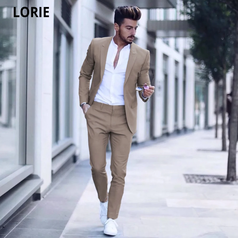 

LORIE Mens Slim Fit Suits Casual one Button Mens Business Formal Tuxedo Wedding Suits Costume Homme Jacket Pants Custom-Tailor